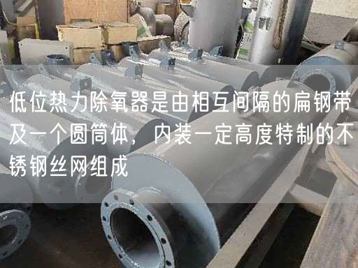 低位熱力除氧器是由相互間隔的扁鋼帶及一個(gè)圓筒體，內(nèi)裝一定高度遙遙的不銹鋼絲網(wǎng)組成